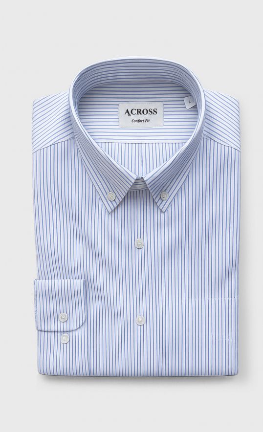 Chemise Confort fit à rayures texturées bleu ciel