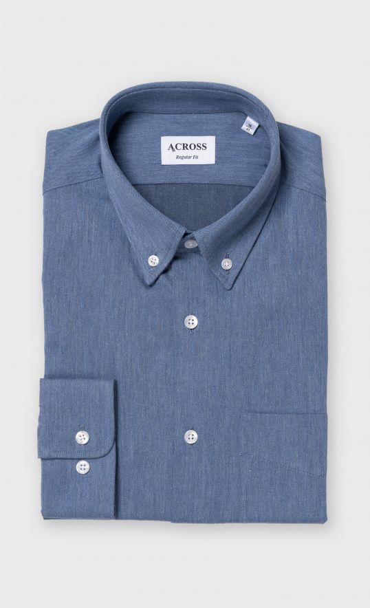 Chemise Regular fit unie effet denim bleu