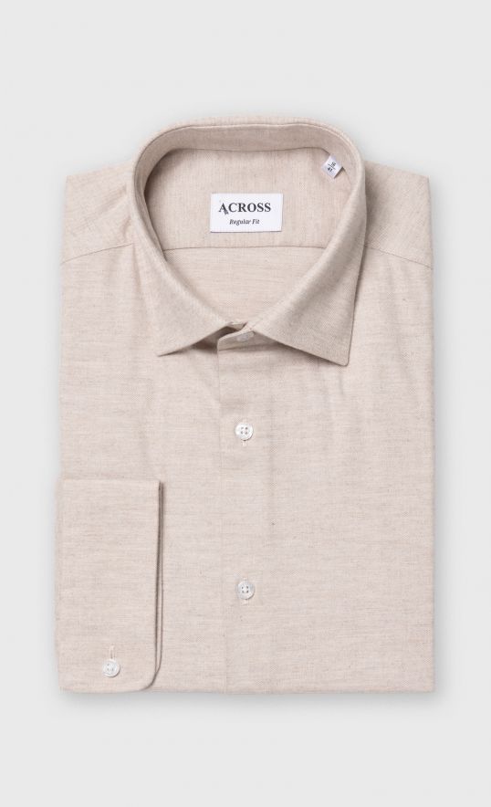 Chemise Regular fit en coton gratté beige