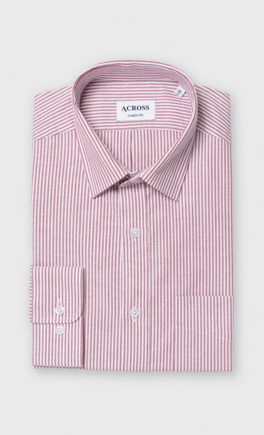 Chemise Confort fit à rayures en Oxford brique