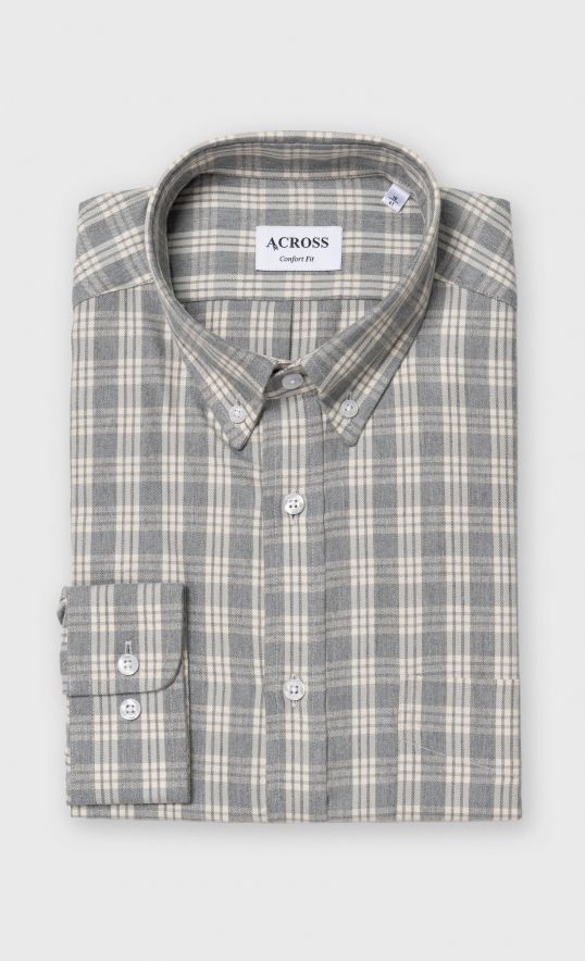 Chemise Confort fit à carreaux en flanelle grise