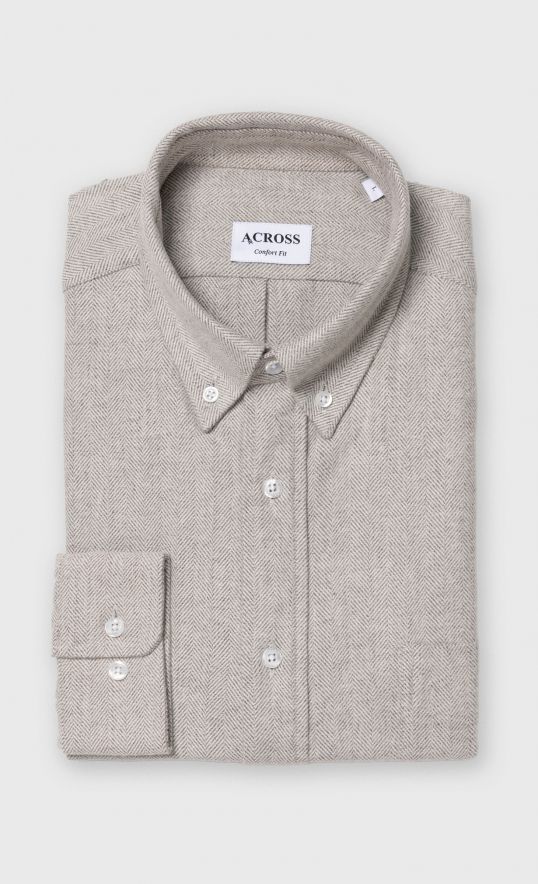 Chemise Confort fit à chevrons en flanelle grise