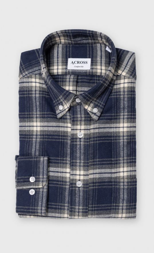 Chemise Confort fit à carreaux dégradés en flanelle bleue
