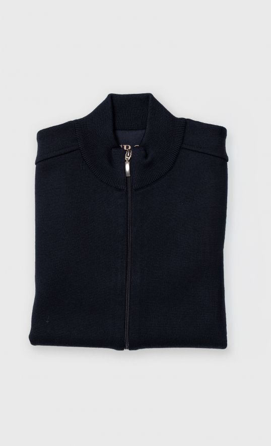 Gilet en maille Milano 3 fils en laine mérinos bleu marine