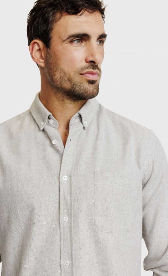 Chemise Regular fit à chevrons en flanelle grise