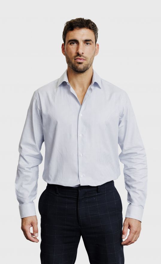 Chemise Regular fit à micro-motif bleu ciel