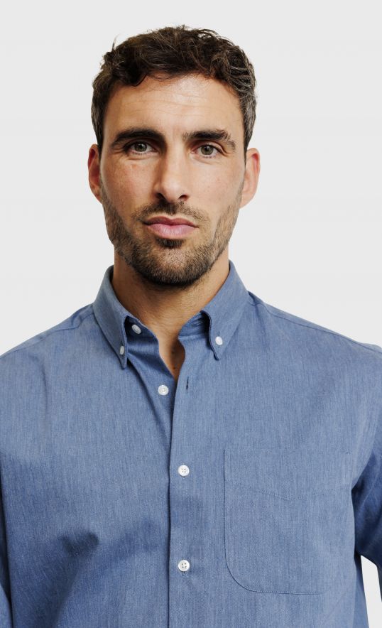 Chemise Regular fit unie effet denim bleu