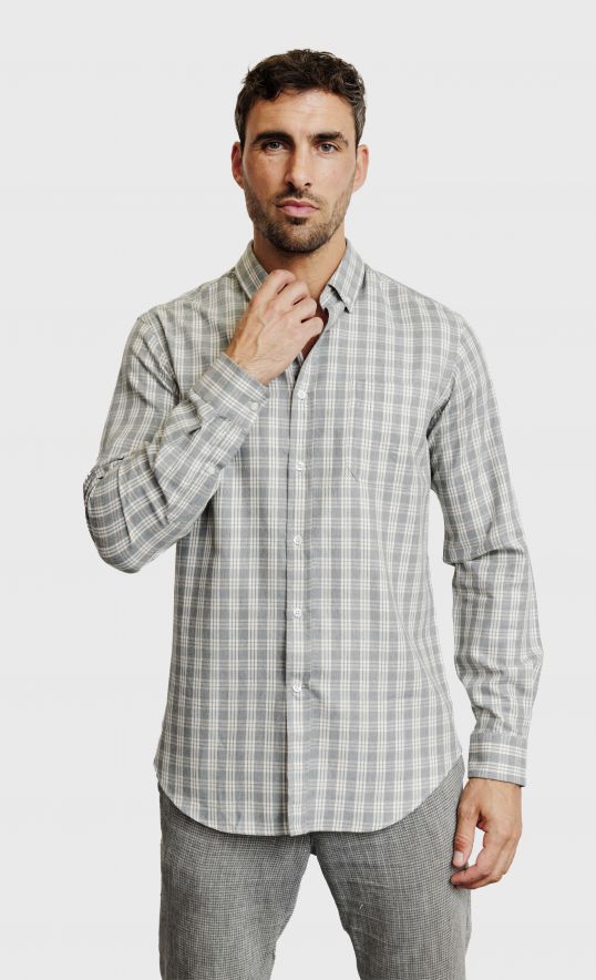 Chemise Regular fit à carreaux en flanelle grise