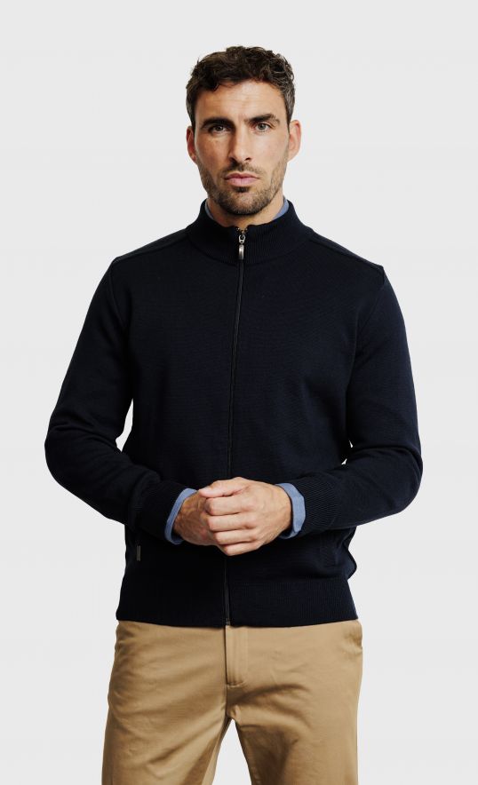 Gilet en maille Milano 3 fils en laine mérinos bleu marine