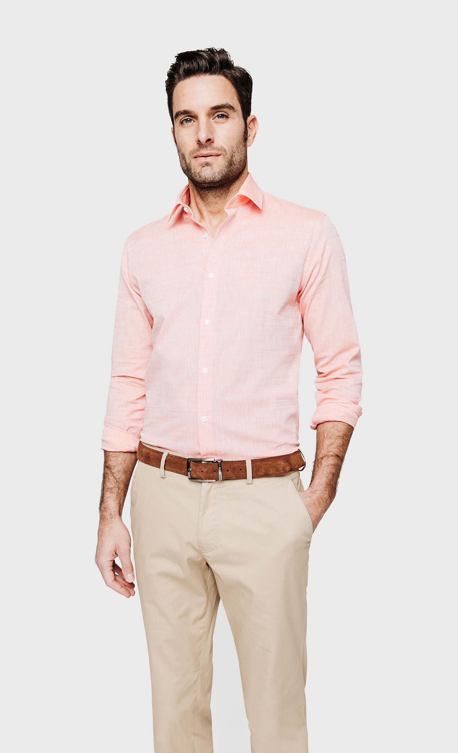 Chemisette Enzo Nucci AJJ777 - Taille S (col 37-38), Couleur Orange, Slim Fit, Manches Courtes, Neuve
