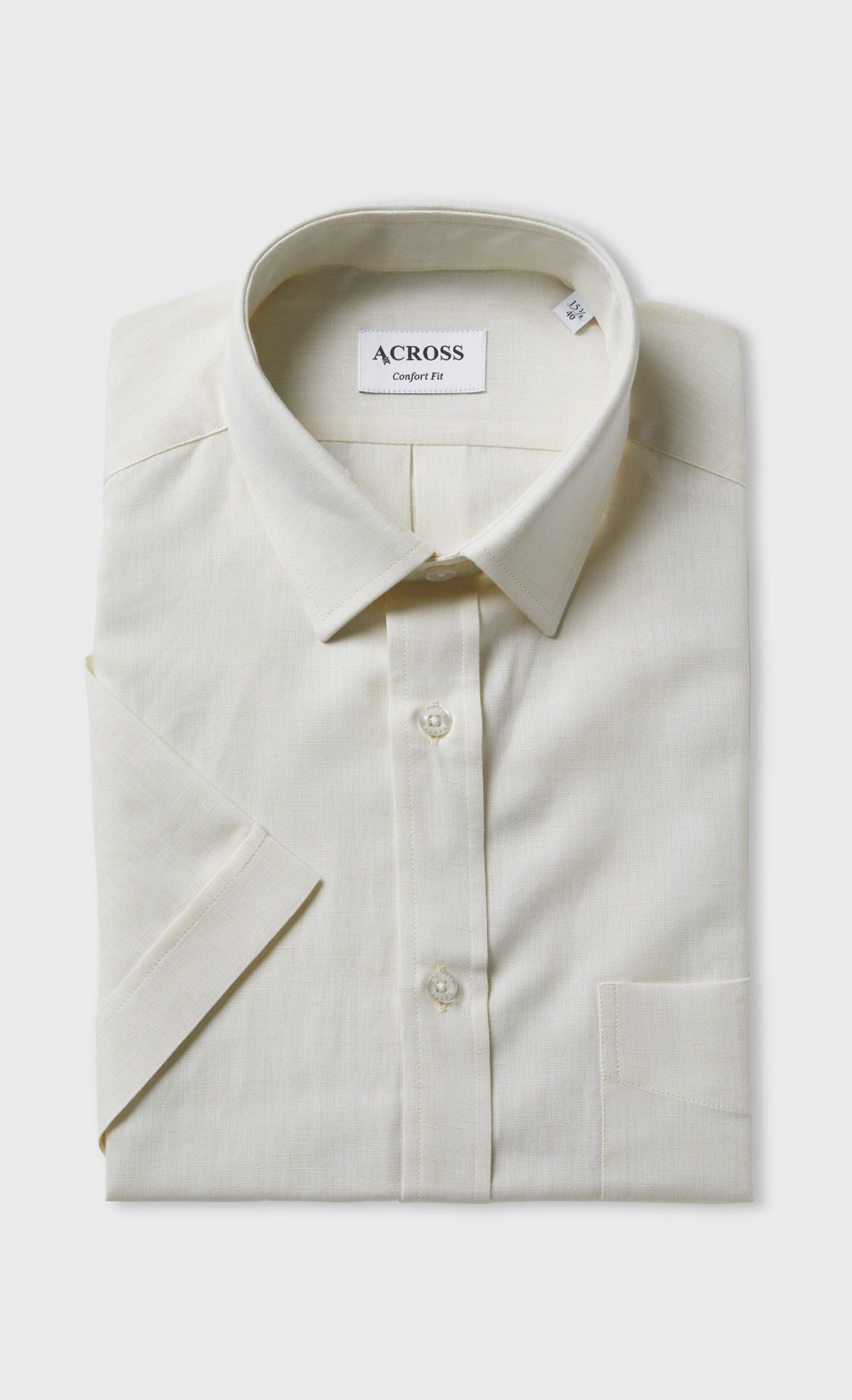 Chemise Confort fit manches courtes en lin et coton organique beige
