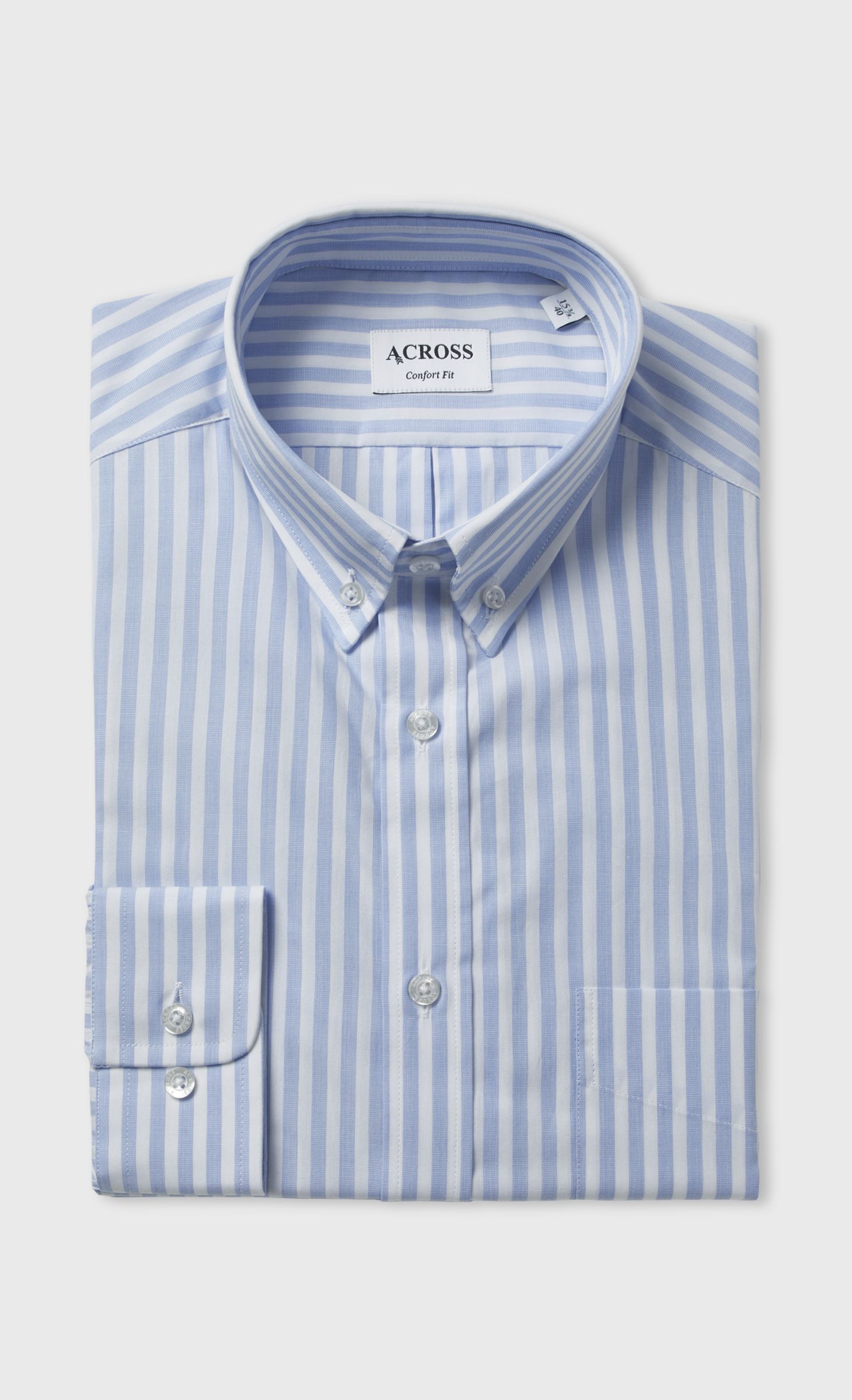 Chemise Confort fit à rayures printanières bleu ciel