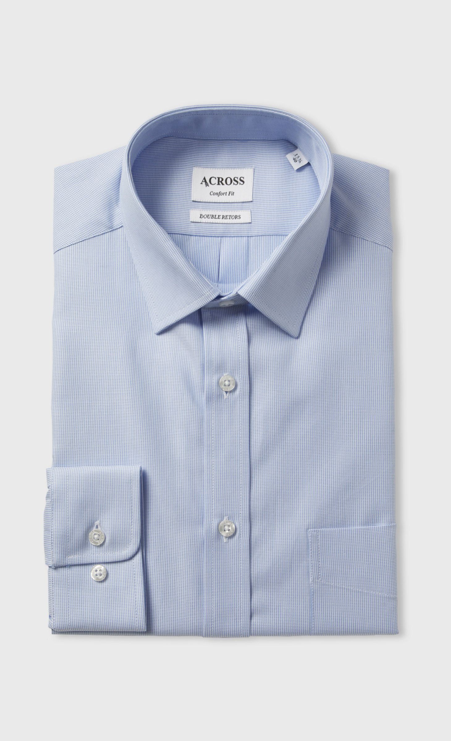 Chemise Confort fit double retors micro dessin bleu ciel